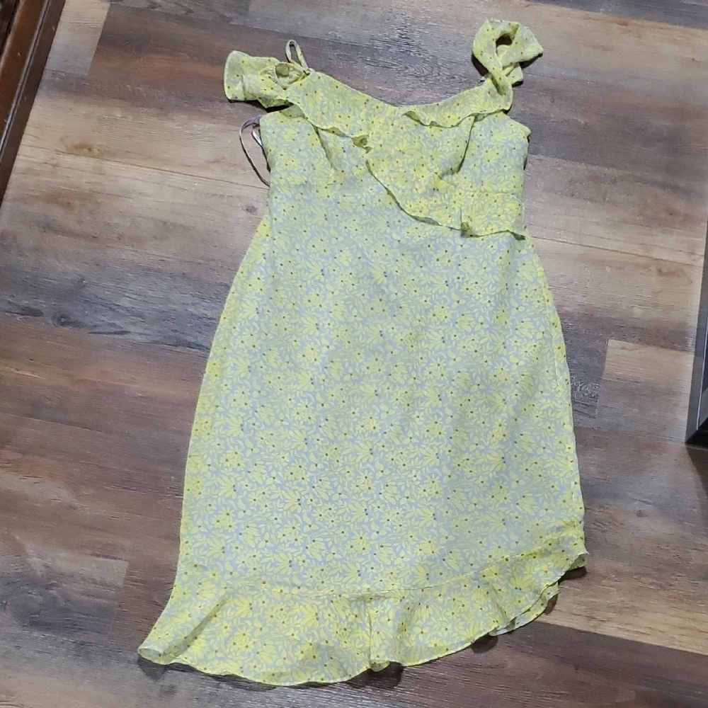 Nanette Lepore Green Asymmetrical Ruffled Midi Dress